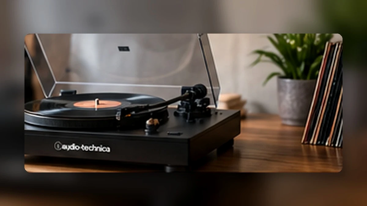 Redaktionelle Produktvisualisierung des Audio-Technica AT-LP70XBT